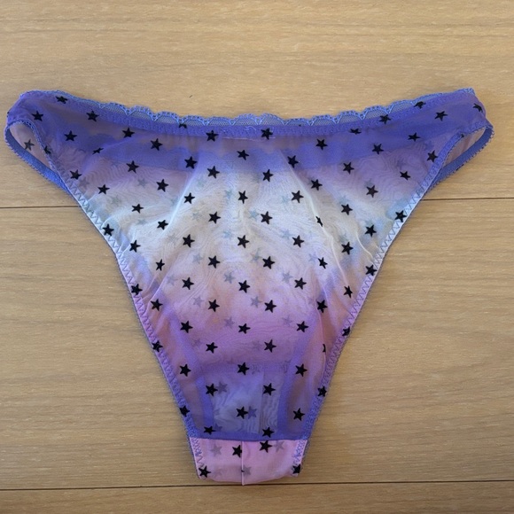 Savage X Fenty Blue Star Patterned Sheer Wire Bra and Panties Set - Picture 6 of 6